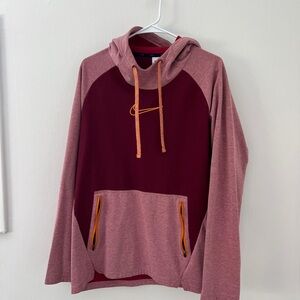 Nike Maroon and Pink and Orange Men's Sweatshirt with Hoodie